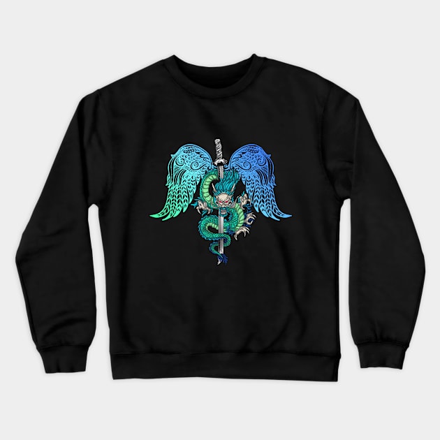 Dragon Sword Angel Wings Crewneck Sweatshirt by letnothingstopyou